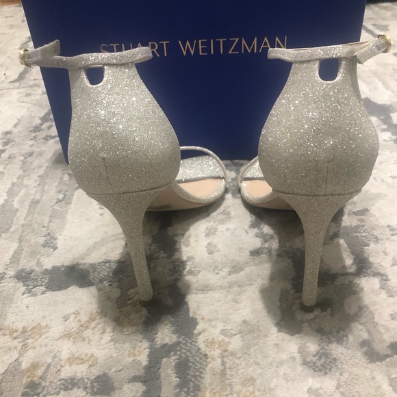 Stuart Weitzman Nudistcurve Sandal Heels Womens Size 11 Fine Glitter